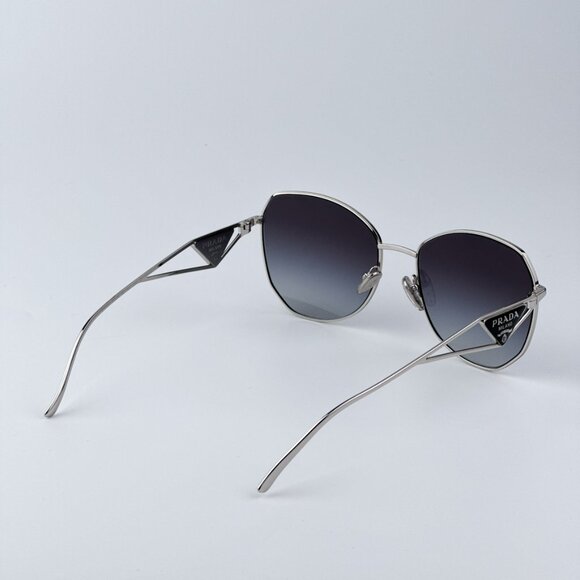 Prada Women BRAND NEW Sunglasses Silver Grey Gradient Geometric PR57YS 1BC5D1 - Picture 6 of 11